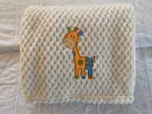 Vintage NoJo Cuddle Me Baby Blanket Cream Orange Giraffe Embossed Soft 30 X 40 - Picture 1 of 24