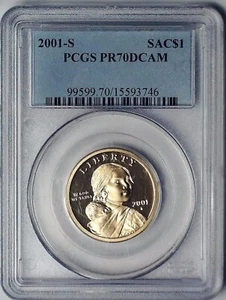 Moneda de 1 dólar Sacagawea 2001-S PCGS PR70DCAM prueba - Imagen 1 de 4