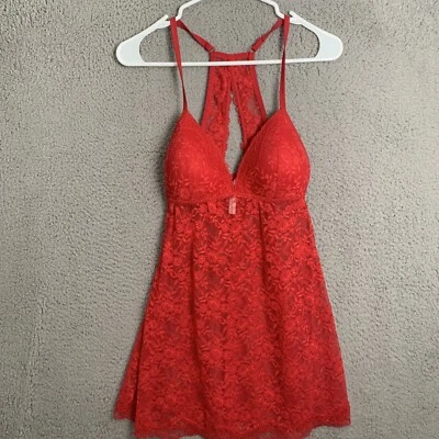 Pullover sin mangas de encaje rojo para mujer Gilligan and O'Malley lencería de nailon pequeña Foto 1 de 4