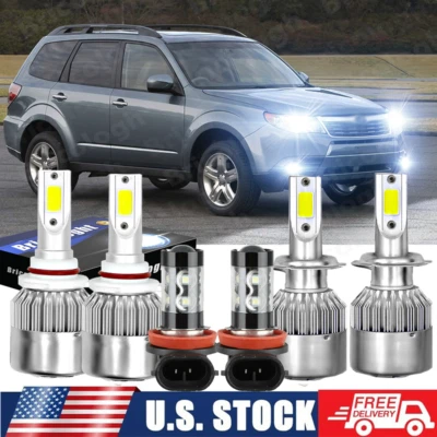 Farol de LED alto baixo + combo de lâmpadas de neblina 6000K para Subaru Outback 2010-2014 6X - Imagem 1 de 4