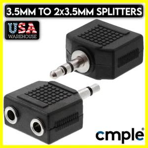 3.5mm Stereo Audio Adapter 3.5mm to 2 x 3.5mm Splitter Dual Headphone Connector - Picture 1 of 5