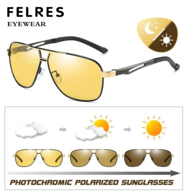 Polarized Photochromic Sunglasses Men Yellow Lens Night Vision Driving Glasses - Image 1 of 4