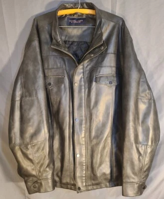 ROUNDTREE & YORKE  Men's 2XT Luxury Faux Lamb Skin Black Leather Jacket - Image 1 of 4