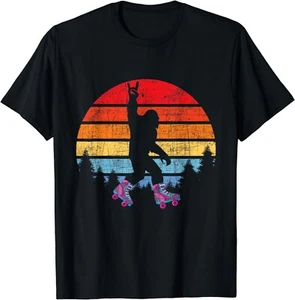 Retro Vintage Bigfoot Skater - Roller Skating Roller Derby Gift Unisex T-Shirt - Picture 1 of 3