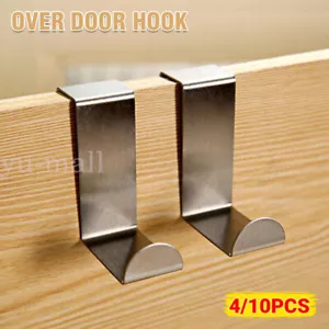 2/10pcs Over Door Hook Stainless Kitchen Cabinet Clothes Hanger Organizer Holder - Picture 1 of 17
