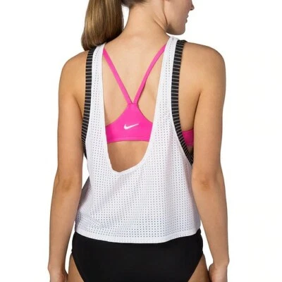 Camiseta de natación Nike Sport Mesh convertible en capas - talla XS - negra blanca rosa Foto 1 de 4