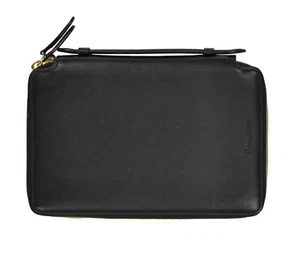 Cartera de Viaje Ralph Lauren Etiqueta Púrpura Negra Doble Cremallera 9" Cuero Nueva $650 - Imagen 1 de 4