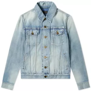 $1190 Saint Laurent Paris Made In Italy Classic Denim Trucker Jacket Sky Blue M - Picture 1 of 16