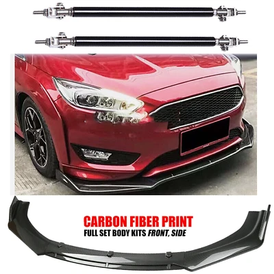 Front Bumper Lip Splitter Spoiler Kit Carbon Fiber For Ford Focus 2000-2018 Foto 1 de 4
