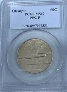 1992-P PCGS MS69 Olympic Gymnastics Commemorative Half Dollar Very Nice Coin - Picture 1 of 2