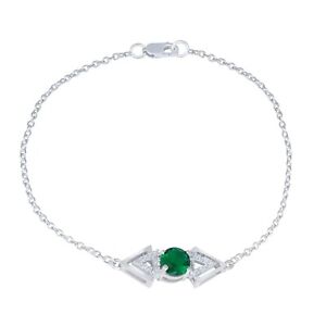2CT Round Lab Created Green Emerald Women's Bracelet 7 In 14K White Gold Finish