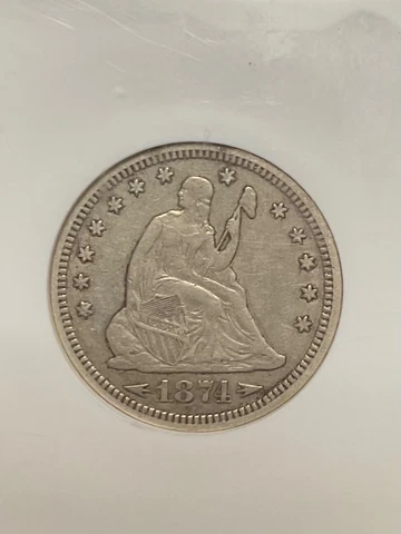 NGC XF45 1874 SEATED QUARTER VERY SCARCE DATE VERY NICE TYPE COIN Cover