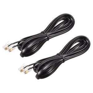 Téléphone Extension Corde 6.56FT Câble RJ11 6P6C Bouchons Mâle à Mâle Noir 2pcs - Photo 1/5