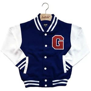 KIDS VARSITY BASEBALL JACKET PERSONALISED WITH GENUINE US COLLEGE LETTER G - Picture 1 of 2