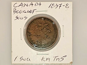 1838 Canadian Bouquet Sous Token - Picture 1 of 2