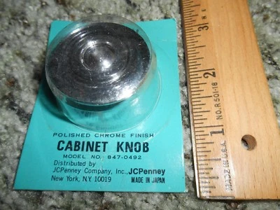 1 NOS Vintage Mid Century 1.5 Polished Chrome Drawer Knob Cabinet Pull Japan MCM - Image 1 of 4