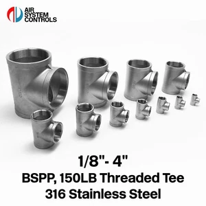 BSPP Equal Tee | 316 SS | 150lb | 20 Bar | 1/8" to 4" | Threaded Pipe Fitting - Picture 1 of 24