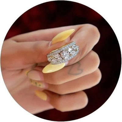 2.48 Ct Moissanite White Diamond Princess Cut Wedding Ring 14K White Gold Plate - Image 1 of 4