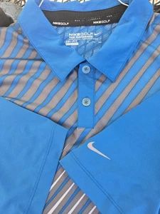 Nike Tour Performance Golf Polo Shirt Men's 2XL Blue Striped Dri-Fit Spandex ⛳️ - Picture 1 of 18