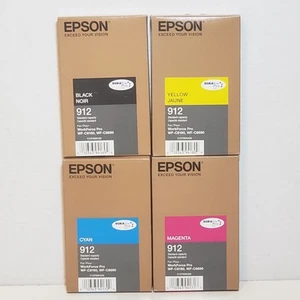Epson Durabrite 912 Standard Capacity Ink Set Black Cyan Magenta Yellow OEM New - Picture 1 of 14