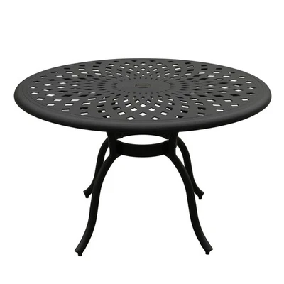 Modern Outdoor Mesh Aluminum 48-in Round Patio Dining Table Black N/A - Image 1 of 2
