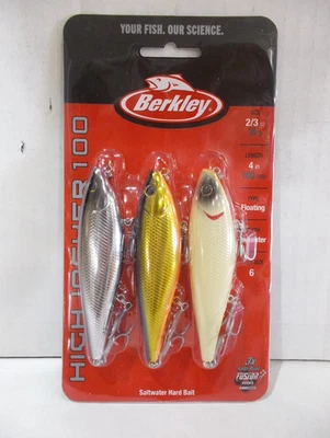 Berkley High Jacker 100 Cebo Duro de Agua Salada Paquete de 3 Flotantes 4" Topwater Nuevo en Paquete Foto 1 de 2