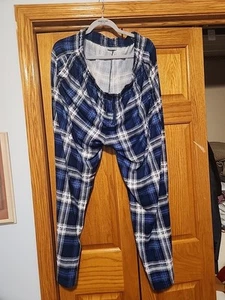 Plaid Blue Lounge Pants with Elastic Waist. Perry Ellis Portfolio. XL - Picture 1 of 2