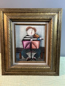 Joyce J. Roybal Signed Painting Oil On Canvas , “Budding Virtuoso” Wood Frame - Picture 1 of 7
