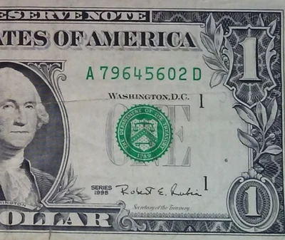 **WEB PRESS NOTE** ((EXPERIMENTAL)) $1 1995 Plate #6/8 Federal Reserve Note - Image 1 of 3