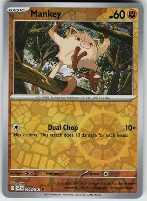 Mankey 098/191 Reverse Holo Near Mint SV08: Surging Sparks Pokemon card - Image 1 of 2