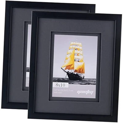  8x10 双浮垫相框 8x10 亚光至 5x7,2 pk 黑色 — 第 1/4 张图片