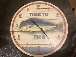 Mahi Mahi ‘TIME TO FISH’ Wall  Clock, 13” - Picture 1 of 5