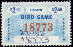 Alberta Wildlife Certificate stamp, 1964 Bird Game, VanDam AW1, First duck stamp