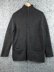 Nordstrom Collectors Pure Cashmere Charcoal Sweater Womens Zip Up Size Small - Picture 1 of 14