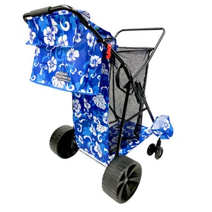 Beach Cart Deluxe–Heavy Duty Folding Design–Large Wheels for Sand - Flower - Picture 1 of 6