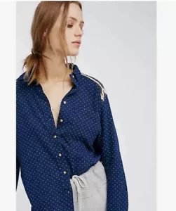 NWT Free People Sage Sweater Button Down Top Blue XS - Picture 1 of 4