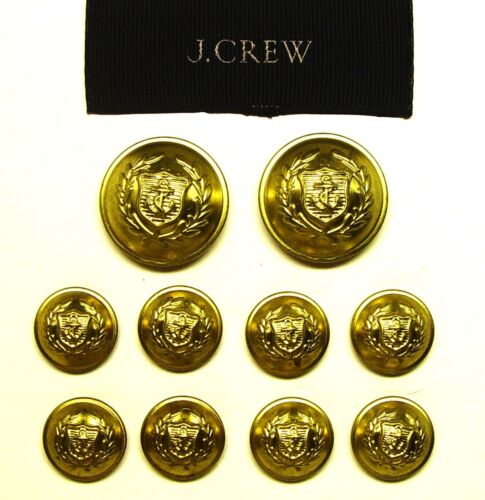 J Crew Replacement Buttons 10 gold tone 2-part metal Dome Shape Good Used Cond.