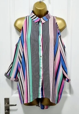 Camisa de salida múltiple a rayas para mujer Quiz talla 14 Foto 1 de 4