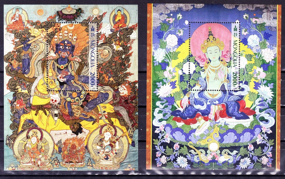 Hojas de recuerdo con apliques de seda Mongolia 2022 MNH Foto 1 de 1