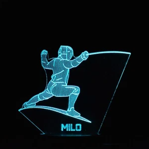 Fencing Night Light | Personalised 3D Fencer Light | Sports Gift | Fencer Lamp - Picture 1 of 13