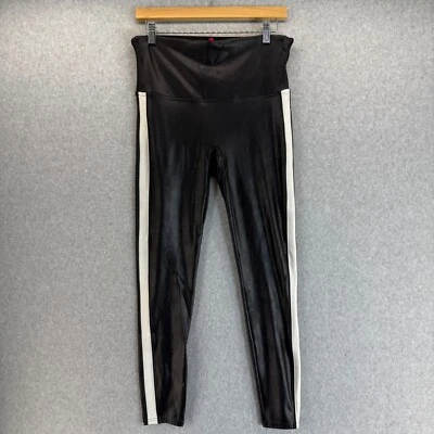 Spanx Leggings Negros Brillantes Imitación Cuero Blanco Lateral Esmoquin Rayas Mujer Talla XL Foto 1 de 4