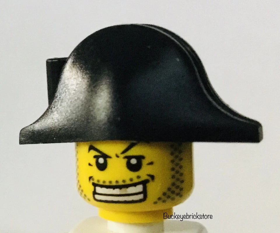 NEW Lew Minifig PIRATE BICORNE Black HAT & HEAD w/Gold Tooth - Pirate Prisoner - Image 1 of 1