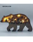 Laser Cut Hollow Wooden Decoration of a Bear with LED Lighting for Home Decor