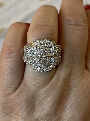 Charles Winston Sterling Silver White CZ Bold Buckle Ring - Image 1 of 4