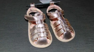 M&S Sandals Leather Metallic Rip Tape Sparkle 0-3mths Metallic BNWT - Picture 1 of 1