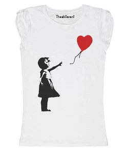 New T-Shirt Donna Fiammata Bambina Palloncino Cuore Idea Regalo - Imagen 1 de 1