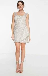 ASOS Womens White Mini Dress Sequin RRP £110 - Picture 1 of 17