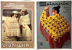 Spinnerin & Brunswick Lacy Stoles & Shawls Knitting & Crochet Patterns 2 Books - Picture 1 of 5