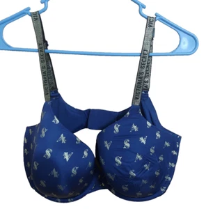 Victoria's Secret BH mit Monogramm 38 DDD dunkelblau mit Goldglanz-Trägern neu mit Etikett - Bild 1 von 6