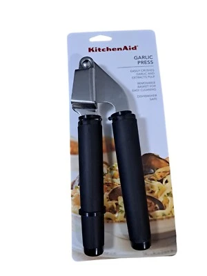 Kitchenaid Stainless Steel Garlic Press With Black Rubber Handle New - Image 1 of 3